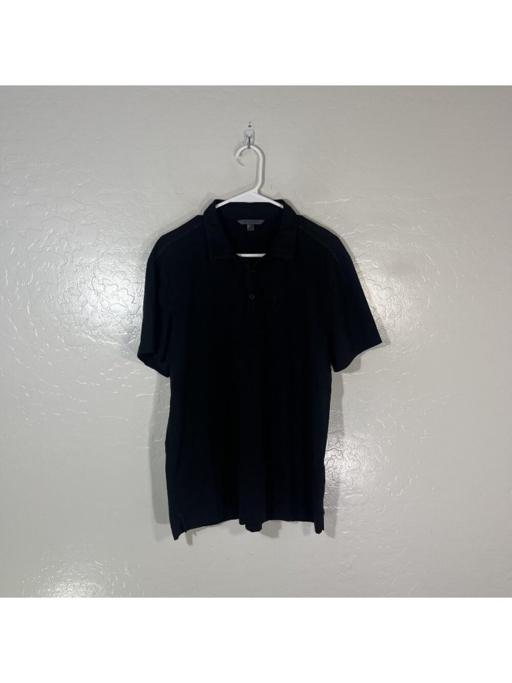 John Varvatos Polo Shirt Mens Large Black Solid Cotton Jersey Casual Top
